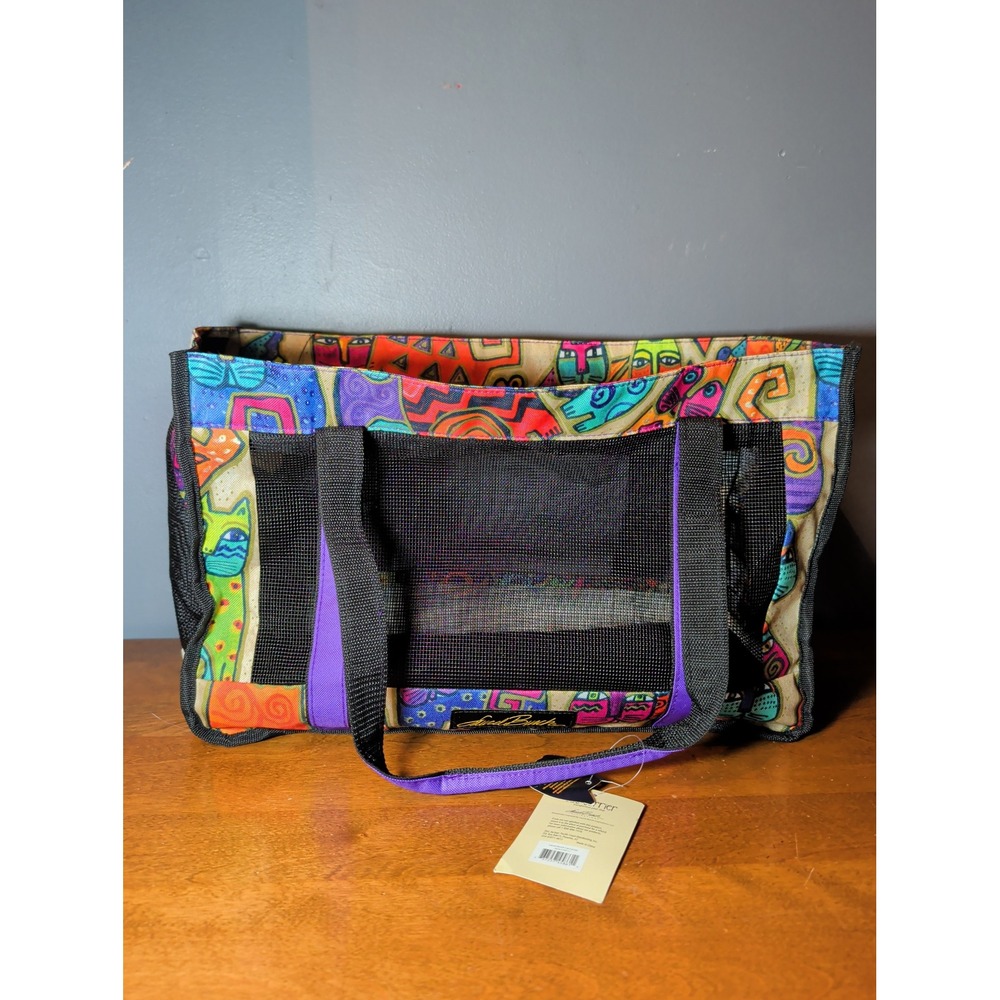 Laurel Burch Colorful Cat Art Mesh Pet Carrier Bag New With Tags